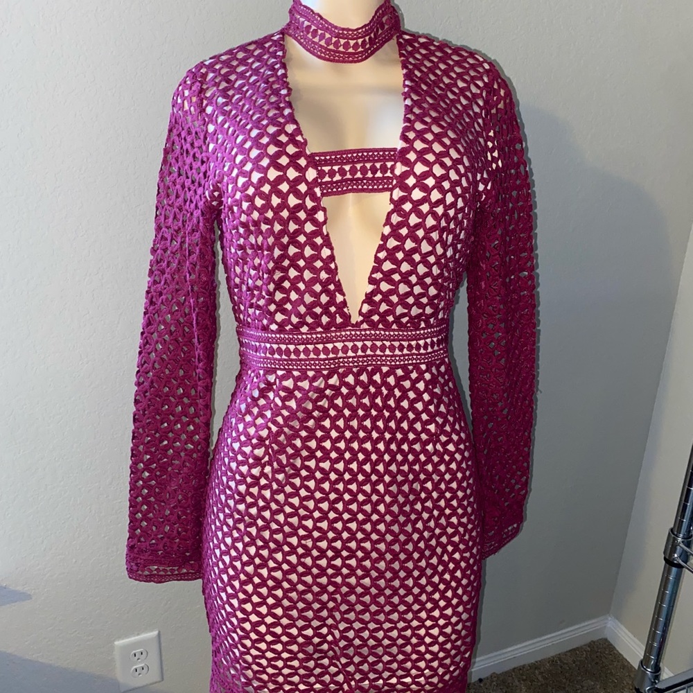 Crochet Choker Fitted Dress (Junior Size)